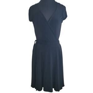 VTG XOXO Wrap Midi Dress Black Y2K Minimalist L